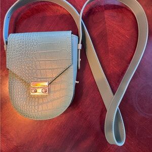 Isadora Leather Crocodile-Embossed Crossbody Purse/Bag Made in Italy
